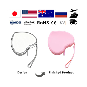 Fabrikgefertigte, kleine, wasserdichte, herzförmige Silikon-Kosmetiktasche für Lippenstifte, Make-up und Münzen mit großem Fassungsvermögen - Product Image 3