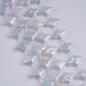 Perles d'eau douce naturelles blanches de 18 cm, forme carrée baroque, trou latéral, perles pour bijoux DIY, bracelet, boucles d'oreilles, accessoires, perles en vrac - Product Image 1