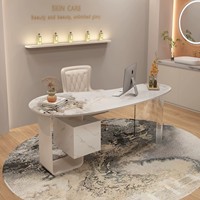 Bureau minimaliste moderne en fer style crème avec tiroir, anti-taches, pour ordinateur et écriture, idéal pour le bureau et les salons de beauté