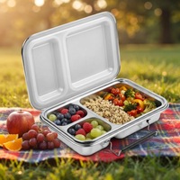 Boîte à bento de haute qualité et grande capacité, compartiment étanche, design anti-fuite, couverts avec boîte à lunch en acier inoxydable