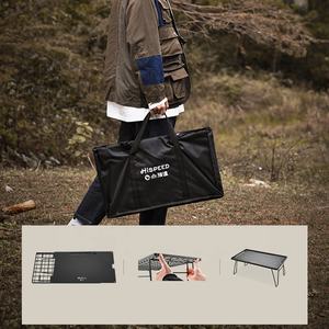 <span class=keywords><strong>Table</strong></span> pliante HISPEED pour le <span class=keywords><strong>camping</strong></span>, en aluminium LGT, avec rangement en maille, <span class=keywords><strong>table</strong></span> de pique-nique pliante à <span class=keywords><strong>double</strong></span> couche en bois - Product Image 5