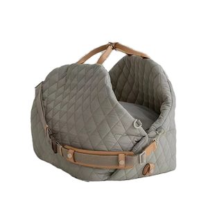 Küçük ölçekli taşınabilir katı desen köpek seyahat taşıyıcısı torba havayolu onaylı naylon % yükseltici koltuk pamuk fermuar kapatma kare şekli - Product Image 3