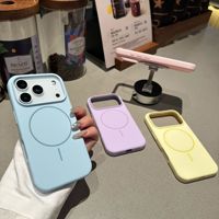 Coque magnétique anti-chute en silicone liquide monobloc avec anneau de maintien pour iPhone 16 Pro Max et 17