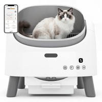Kotak Pasir Kucing Pintar Otomatis Bersihkan Diri Sendiri, Terbuka di Atas, Besar, Penghilang Bau, Pelacakan Data Real-Time, Kontrol Aplikasi WiFi Grosir