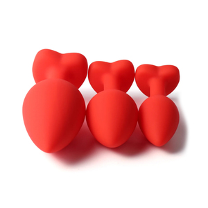 FBA-014レッドシリコーン透明ジュエルバットプラグS M Lアナルプラグセット女性用 - Product Image 3