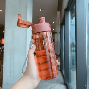 Gradient Color Water Bottles Plastic Nalgene Glass With Silicone Sleeve Mineral Bear Kawaii Bags Water Cup Drinkware Customized