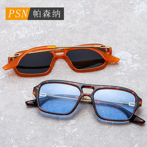 Psn Pilot <b>Sunglasses</b> <b>Square</b> Full Rim UV400 Unisex Casual Adult Fashion Frames - Product Image 1