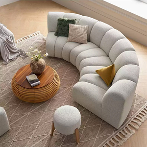 Juego de Sofás Seccionales Curvos Modulares Modernos en Forma de C de Estilo Nórdico, Tapizado en Tela Teddy, <span class=keywords><strong>5</strong></span> <span class=keywords><strong>Plazas</strong></span>, para Sala de Estar - Product Image 6
