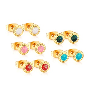 OEM Customized Fashion <b>Jewelry</b> Screw Back <b>Kids</b> 18k Gold Plated Stainless Steel Cute Children Waterproof Chunky Stud Earrings - Product Image 4