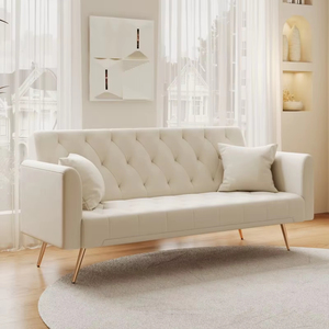 Luxury American Velvet Chesterfield <b>Sofa</b> <b>Convertible</b> Seat Set for Small Spaces-Comfortable Seating for Living Room Bedroom - Product Image 1