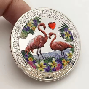 Wholesale Custom Color Lucky Collection Love 3 D <strong>Flamingo</strong> Animal Metal Silver <strong>Coin</strong> - Product Image 1