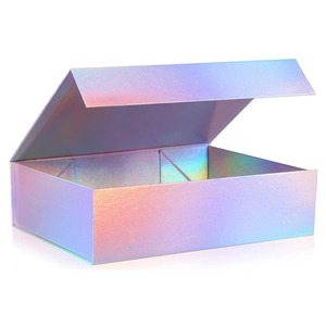 Grande boîte cadeau en papier avec couvercle, fermeture magnétique holographique personnalisée, boîte cadeau pour <span class=keywords><strong>baby</strong></span> shower, Saint-Valentin, Noël - Product Image 2