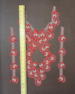 ผ้าโพลีเอสเตอร์ปักมือคอลูกไม้ผ้าสัมผัสเรียบสำหรับเจ้าสาวเสื้อผ้า lehenga สำหรับส่งออกจำนวนมาก - Product Image 2