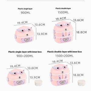 กล่องข้าวการ์ตูนสองชั้น ฝา PP แบบพกพา กล่องข้าวอุ่นร้อนได้ กล่องข้าวสแตนเลส - Product Image 4