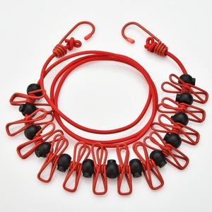 LFEDC Corde à linge élastique créative coupe-vent pour <span class=keywords><strong>camping</strong></span> et randonnée en extérieur avec 12 pinces de positionnement et pochette en coton - Product Image 6