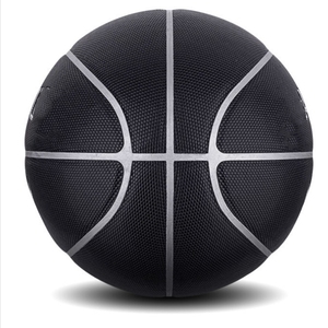 High Quality Eco-Friendly Custom Logo PU Composite <strong>Leather</strong> <strong>Basketball</strong> Sizes 5,6 &amp; 7 Black/Silver Customizable - Product Image 1