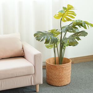 Conception de tissage de <span class=keywords><strong>bambou</strong></span> de haute qualité pots de plantes vertes de ciment décoratifs d'intérieur extérieur pour la décoration de jardin à la maison - Product Image 1