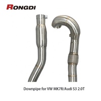 Tuyau d'échappement brossé Rongdi, épaisseur 1,5 mm, diamètre extérieur 89-76 mm, pour Audi S3 VW Golf MK7R/7.5R 2.0T 2015-2019, acier inoxydable 304, entrée 2