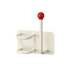 Gancho para el pelo con diseño de dopamina, soporte de pared sin perforaciones para baño, organizador de joyas, rectangular, pintado en blanco con bola roja - Product Image 1