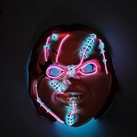 Masque lumineux LED à lumière froide en PVC Fuwa pour maquillage de scène, festivals, fêtes, carnaval, spectacles de danse de rue et création d'ambiance