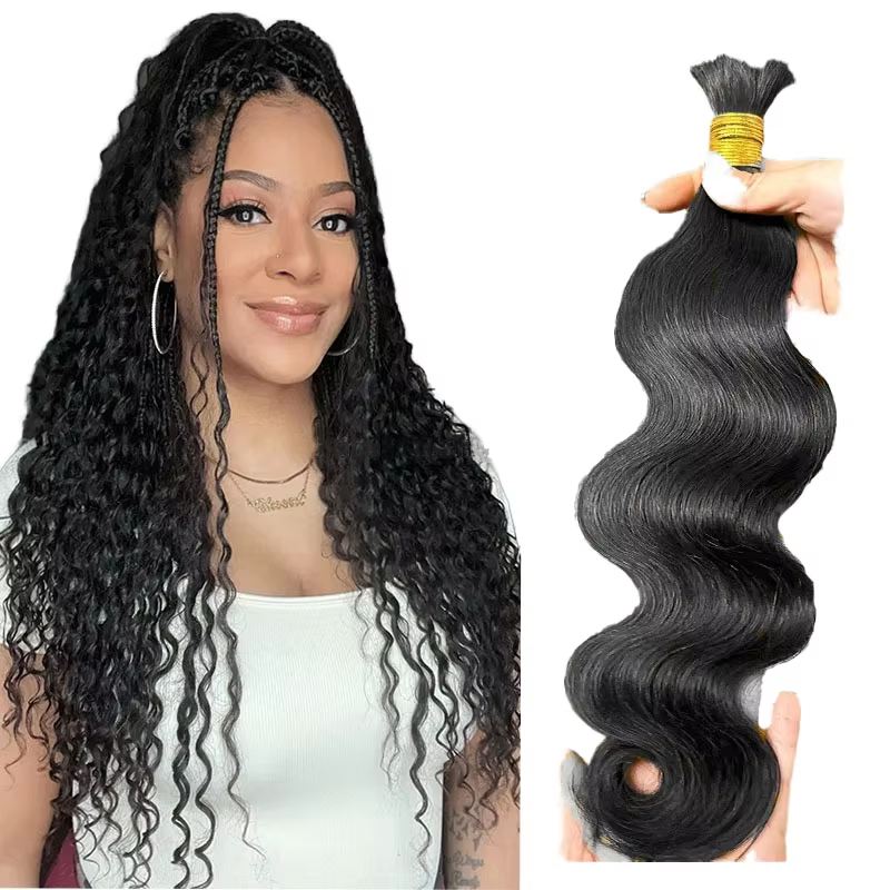 KAMA Boho Braids Human Hair Extensions Body Wave Curl Crochet Bulk Human Hair Bundles Without Weft for Braiding
