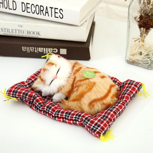 Gato realista, simulación de animales, respiración, dormir, Gato de peluche, perro, bonito muñeco de peluche, juguete, regalo de cumpleaños, adornos de coche para el hogar - Product Image 6
