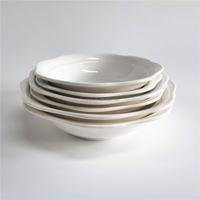 Bol à riz en céramique en porcelaine super blanche bon marché 4/4,5/5/5,5/6/7/8 pouces pour restaurant occidental, hôtel, bol à salade, bol à soupe
