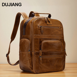 Dujiang Genuine Leather Men's <b>Backpack</b> <b>20L</b> Multi-Functional Business Travel Commuter Casual <b>Backpack</b> - Product Image 2