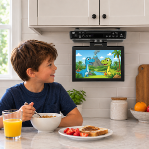 Téléviseur TFT portable 10 pouces pivotant avec lecteur DVD, radio FM Bluetooth, minuteur de cuisson, haut-parleur 2W2 / entrée RCA personnalisable - Product Image 2