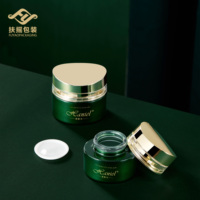 FUYAO Packaging – Nouvelle Gamme de Contenants de Luxe pour Soins de la Peau en Verre Vert 30g 50g – Ensemble d'Emballages Cosmétiques Vides avec Estampage à Chaud – Pot et Bouteille Noirs pour Crème