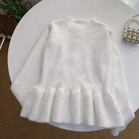 Nouveau cardigan tendance pour femme, pull en maille moelleuse à volants, idéal printemps/automne