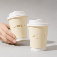 Gobelets en papier jetables à double paroi écologiques et biodégradables avec couvercles, personnalisables avec logo, pour boissons chaudes, café, café à emporter, vente en gros