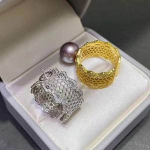 10561DIY Accesorios de Perlas, Anillo de Plata S925, Soporte Vacío para Anillo, Soporte de Joyería de Plata con Cuentas Redondas de 10-13 mm - Product Image 4