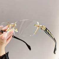 Lunettes de lecture sans monture pour hommes Argent Or Floral Rectangle Optique 2025 Anti-lumière bleue Presbytie + 2.00 + 2.50 Homme Femme