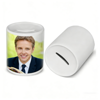 Boîte à monnaie en céramique vierge pour sublimation 8x9,5 cm, pour impression par transfert thermique de photos, images ou logos personnalisés