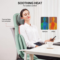 Coussin de massage portable pour la tête, le cou et le dos avec ventilation, chaleur, compression d'air et 3 niveaux de vibration – Masseur de siège de voiture pour les maux de dos