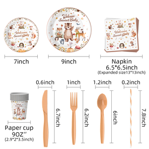 Articoli per Feste a Tema Giungla Personalizzati, Decorazioni per Feste a Tema Animali del <span class=keywords><strong>Bosco</strong></span>, Piatti, Tovaglioli, Bicchieri, Cannucce, Forchette - Product Image 3