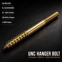 Tornillo de doble extremo UNC de 1/4, 5/16, 3/8, 1/2 pulgada, para unión de madera a máquina, de acero al carbono con zinc amarillo