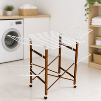 Porte-vêtements pliable en métal multifonctionnel à double niveau, moderne, pour intérieur/extérieur, portable et durable, idéal pour la salle de bain