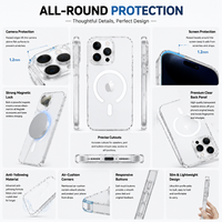 Coque de téléphone antichoc magnétique transparente anti-jaunissement de niveau 4.5, anti-traces de doigts, fine, en TPU+PC rigide pour la série
