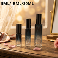 Flacon pulvérisateur en verre carré dégradé de 5 ml, 8 ml, 20 ml avec pulvérisateur en aluminium avancé, flacon vide pour parfum