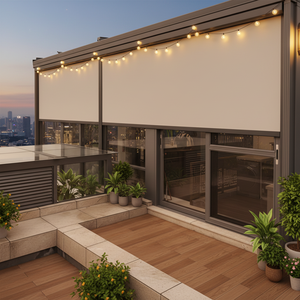 Store banne motorisé électrique en alliage d'aluminium de style moderne pour porte de patio extérieure, pare-soleil enroulable, pare-vent et pare-pluie - Product Image 2