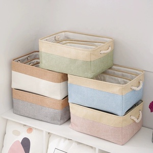 Homeplus 2024 nouveauté cube de rangement en lin boîtes en tissu bacs organisateur bacs avec poignée en cordon macramé pour un usage domestique - Product Image 6