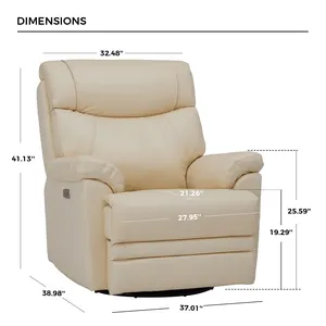 Cadeira reclinável giratória com motor único CJSmart Home SmoothRrecliner com porta USB