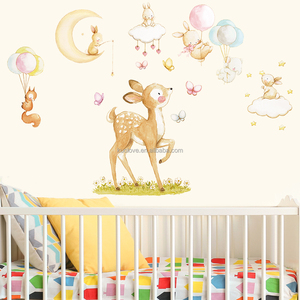 <span class=keywords><strong>Stickers</strong></span> Muraux Adorables et Amusants Personnages Cerf Lapin, Dessin Animé, pour Bébé <span class=keywords><strong>Chambre</strong></span> à Coucher Salon, Décoration Papier Peint Auto-Adhésif - Product Image 5
