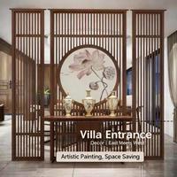 Porte de séparation d'écran néo-chinoise de qualité supérieure - Design traditionnel minimaliste, porte coulissante décorative pour salon