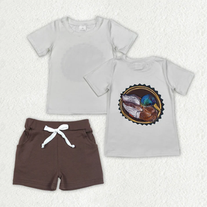 Conjuntos de Ropa de Caza para Niños, Verano, Bebés, Niños, Manga Corta, Patos, Perros, Pesca, Top y Pantalones Cortos - Product Image 2