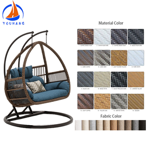 Chaise double Egg Style européen pour salon extérieur Rotin Oeuf de jardin Chaise balançoire suspendue avec support - Product Image 2