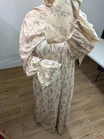 Abaya de prière modeste R-873 Dubaï, élégante, respirante, en mousseline, longueur cheville, manches longues, coupe ample, motif floral, Ramadan Aïd