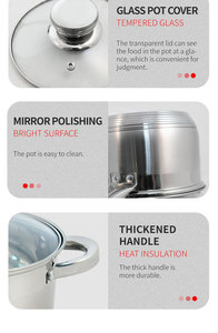 Cooking Pot Set Cook Pots and Pans Casserole <strong>Ollas</strong> Cookware Set <strong>Kitchenware</strong> with Glass Lid Stainless Steel Kitchen Item Milk Pot - Product Image 4